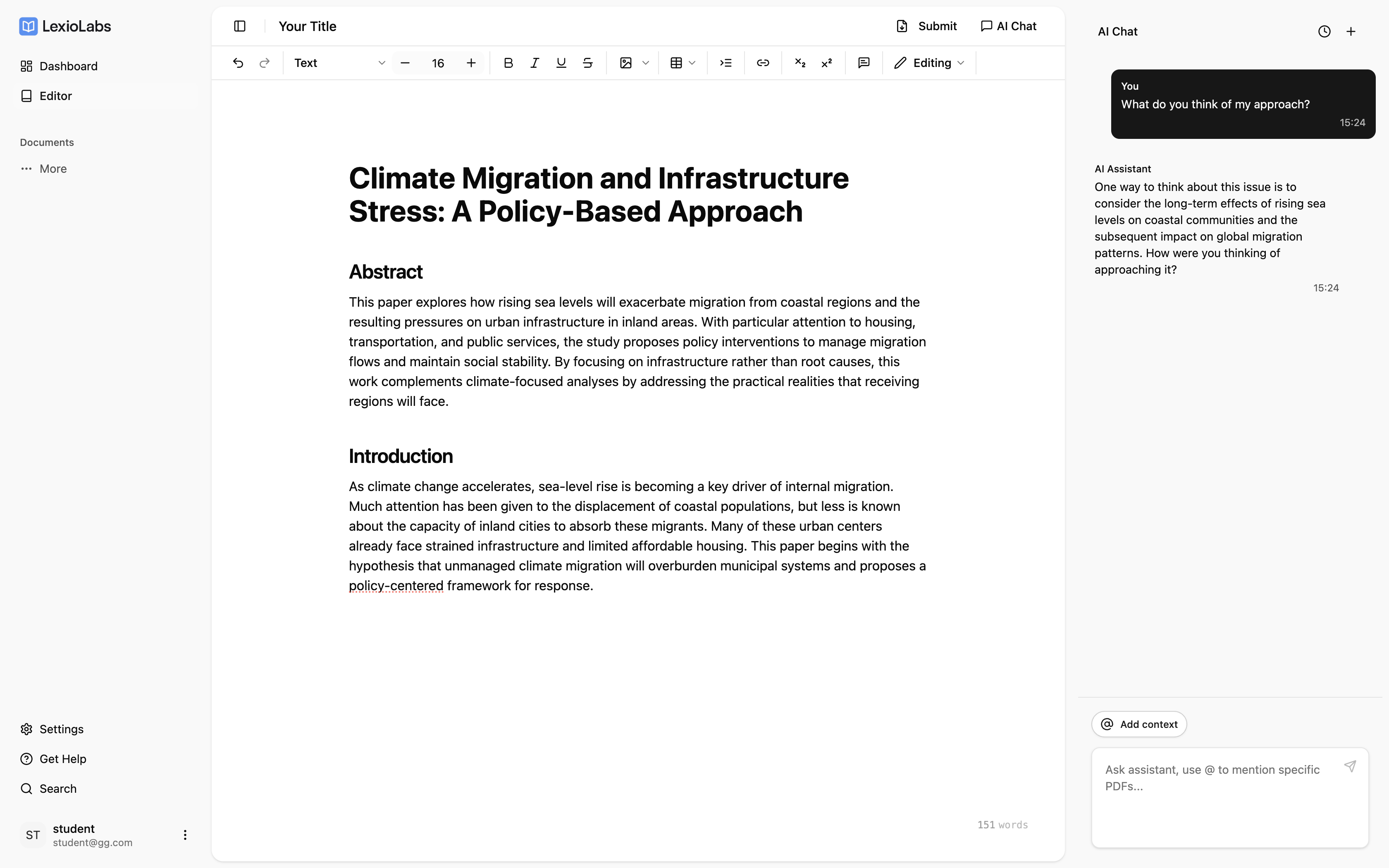 IntegrityScholar interface